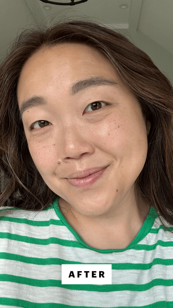 Lee after applying the Zero Pore Capsule Cleansing Foam